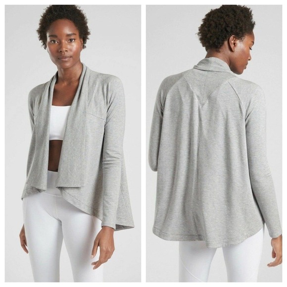 Athleta Large L Nirvana Wrap Cardigan Sweater Gray Soft Knit - Picture 5 of 5